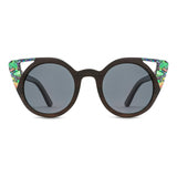 Handcrafted Polaroid Sunglasses made of wood. Cat Eye Sunglasses for women. Great for blocking the sun with a high fashion accessory.