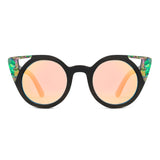 Handcrafted Polaroid Sunglasses made of wood. Cat Eye Sunglasses for women. Great for blocking the sun with a high fashion accessory.