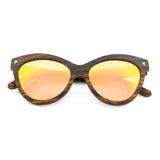 Handcrafted Polaroid Sunglasses made of wood. Cat Eye Sunglasses for women. Great for blocking the sun with a high fashion accessory.